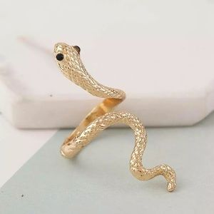 Gold Plated Textured Snake Adjustable ring